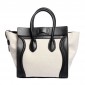 Celine Boston Luggage 30CM Handbag Size M Black With White Canvas
