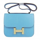 Hermes Constance Shoulder Bag Light Blue Togo Leather