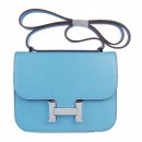 Hermes Constance Shoulder Bag Baby Blue Togo Leather