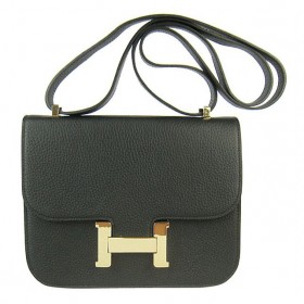 Hermes Constance Shoulder Bag Black Togo Leather