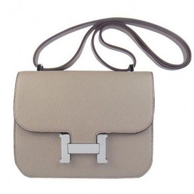 Hermes Constance Shoulder Bag Grey Togo Leather