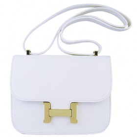 Hermes Constance Shoulder Bag White Togo Leather