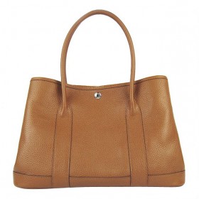 Hermes Garden Party Clemence Leather 32CM Brown PHW