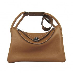 hermes brown leather handbag lindy  