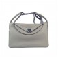 Hermes Lindy Handbag Clemence Leather Grey with Platinum Plated HW