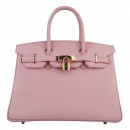 Hermes Birkin 30cm Clemence Leather Bag Pink with Gold HW