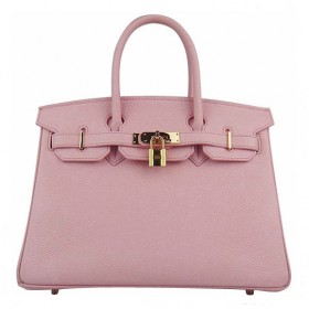 Hermes Birkin 30cm Clemence Leather Bag Pink with Gold HW