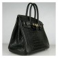 Hermes Birkin 30cm Crocodile Leather Bag Black with Platinum HW