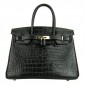 Hermes Birkin 30cm Crocodile Leather Bag Black with Platinum HW