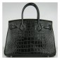Hermes Birkin 30cm Crocodile Leather Bag Black with Platinum HW