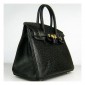 Hermes Birkin 30cm Ostrich Veins Bag Black with Platinum HW