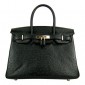 Hermes Birkin 30cm Ostrich Veins Bag Black with Platinum HW
