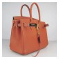 Hermes Birkin 30cm Clemence Leather Bag Orange with Gold HW
