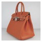 Hermes Birkin 30cm Clemence Leather Bag Orange with Gold HW