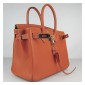 Hermes Birkin 30cm Clemence Leather Bag Orange with Gold HW