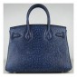 Hermes Birkin 30cm Ostrich Veins Bag Navy Blue with Gold HW