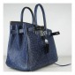 Hermes Birkin 30cm Ostrich Veins Bag Navy Blue with Gold HW