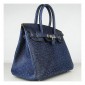 Hermes Birkin 30cm Ostrich Veins Bag Navy Blue with Gold HW
