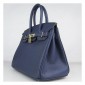 Hermes Birkin 30cm Clemence Leather Bag Navy Blue with Platinum HW