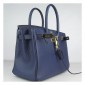 Hermes Birkin 30cm Clemence Leather Bag Navy Blue with Platinum HW