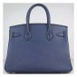 Hermes Birkin 30cm Clemence Leather Bag Navy Blue with Platinum HW
