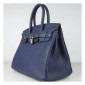 Hermes Birkin 30cm Clemence Leather Bag Navy Blue with Platinum HW