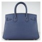 Hermes Birkin 30cm Clemence Leather Bag Navy Blue with Platinum HW