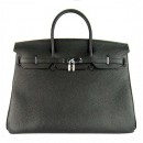 Hermes Birkin 40cm Clemence Leather Bag Black with Platinum HW