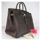 Hermes Birkin 40cm Clemence Leather Bag Chocolate with Gold HW