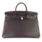 Hermes Birkin 40cm Clemence Leather Bag Chocolate with Gold HW