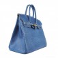 Hermes Birkin 35cm Ostrich Veins Bag Blue with Platinum HW