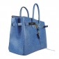 Hermes Birkin 35cm Ostrich Veins Bag Blue with Platinum HW