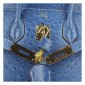 Hermes Birkin 35cm Ostrich Veins Bag Blue with Platinum HW