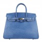 Hermes Birkin 35cm Ostrich Veins Bag Blue with Platinum HW
