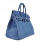Hermes Birkin 35cm Ostrich Veins Bag Blue with Platinum HW